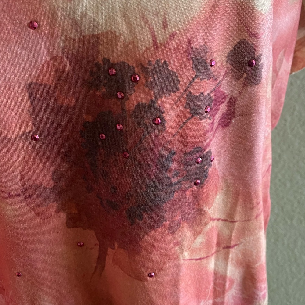 Appropriate Behavior XXL Top Sublimation Style Pink Rhinestone Shirt Short Slv - Picture 2 of 6